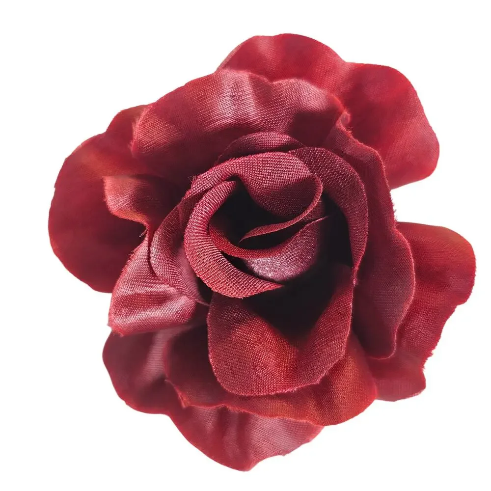 100 Burgundy Red Satin Rose Heads Stemless Wedding Floral Craft DIY 2.5in Flower